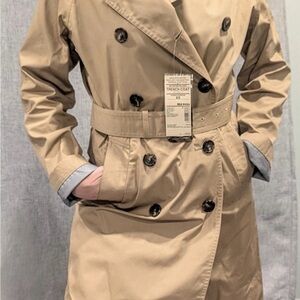 Muji Double-Breasted Beige Trench Coat Water Repellent Jacket New